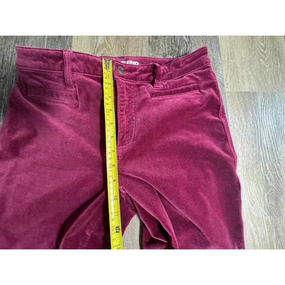 Lands End Velvet Slim Pants Womens 10 Burgundy Good Mid Rise Corduroy Trousers